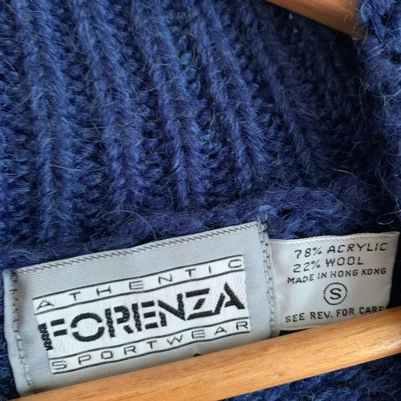 Forenza Authentic Sportswear Wool Blend Balloon Sleeve Sweater size Small Blue - Picture 7 of 8